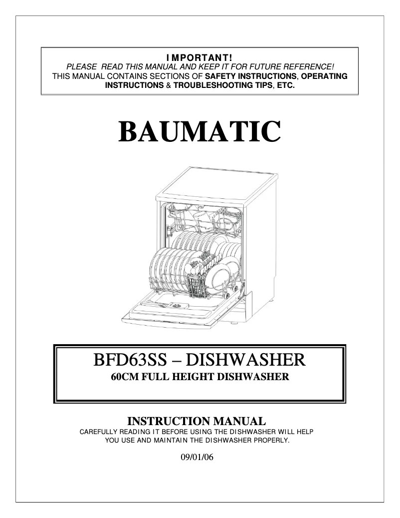Page 1 de la notice Manuel utilisateur Baumatic BFD63