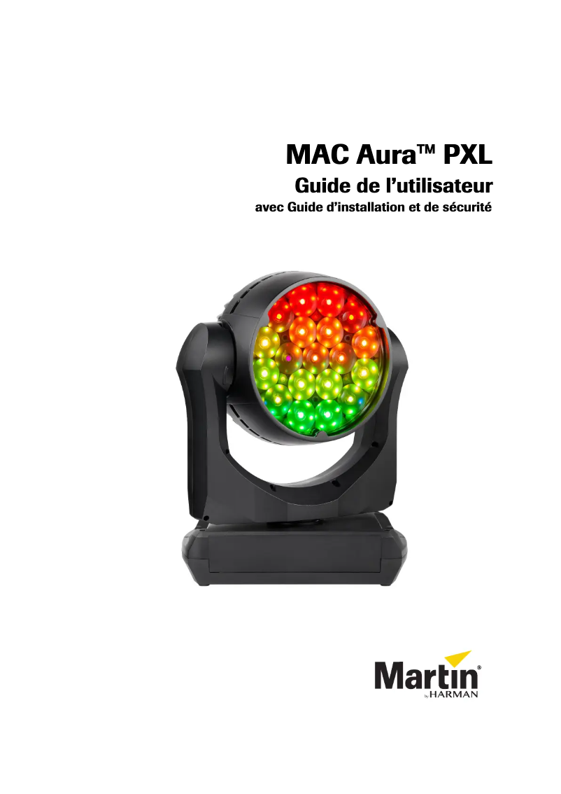 Image de la première page du manuel de l'appareil MAC Aura PXL