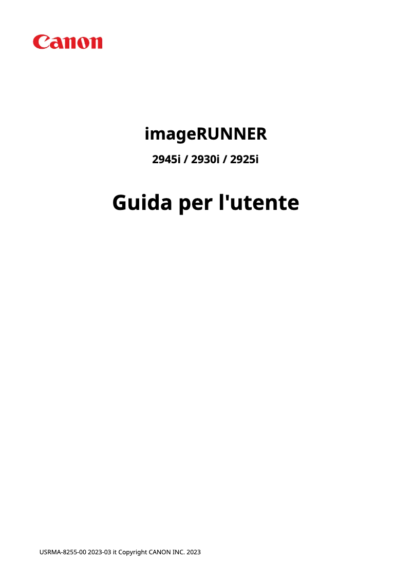 Page 1 de la notice Manuel utilisateur Canon imageRUNNER 2930i