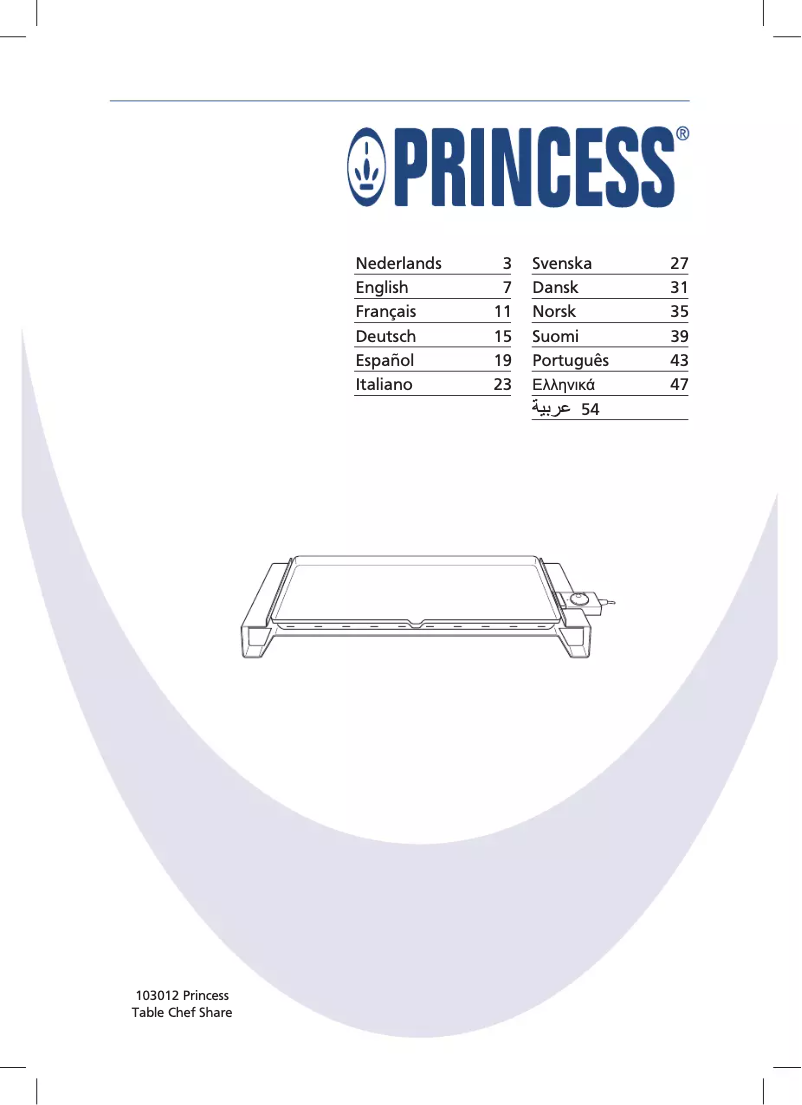 Page 1 de la notice Manuel utilisateur Princess Table Grill Share XL