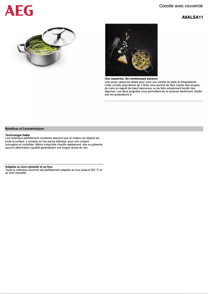 Page 1 de la notice Manuel utilisateur AEG A9ALSA11