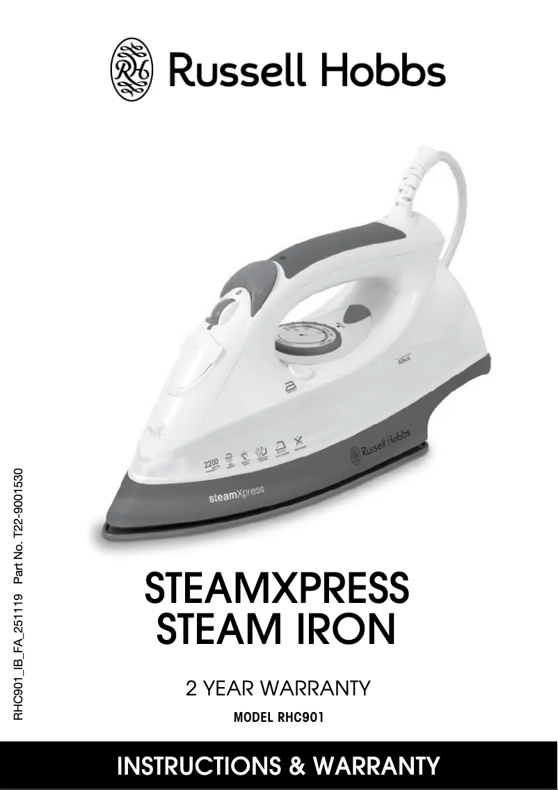 Page 1 de la notice Manuel utilisateur Russell Hobbs SteamXpress RHC901