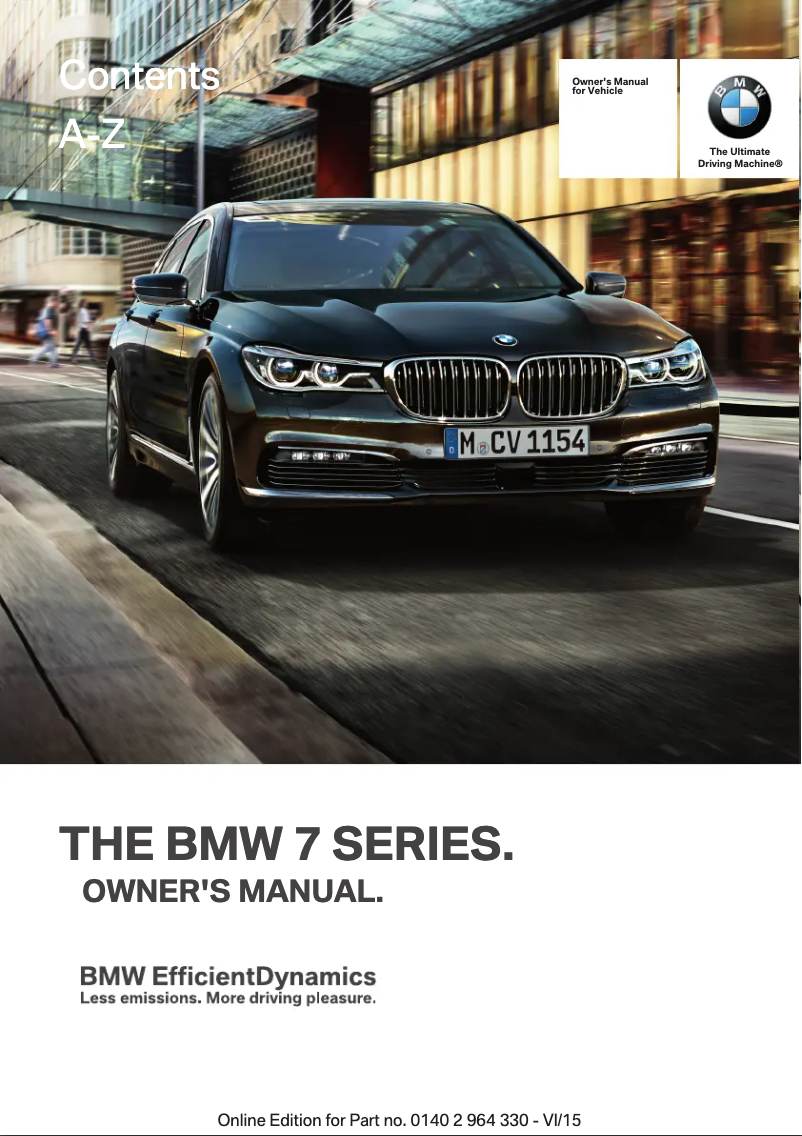 Image de la première page du manuel de l'appareil 750Li Sedan (2015)
