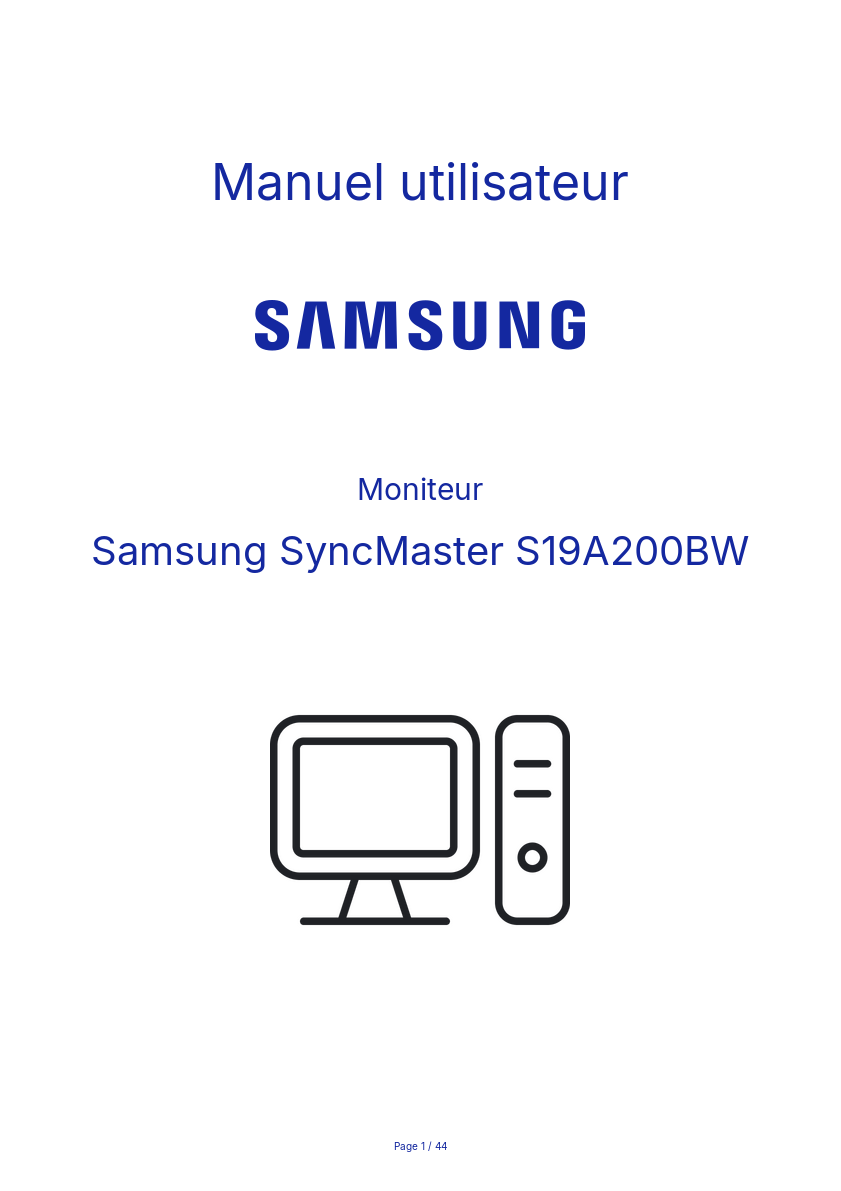 Page n°1 - Manuel utilisateur Samsung SyncMaster S19A200BW