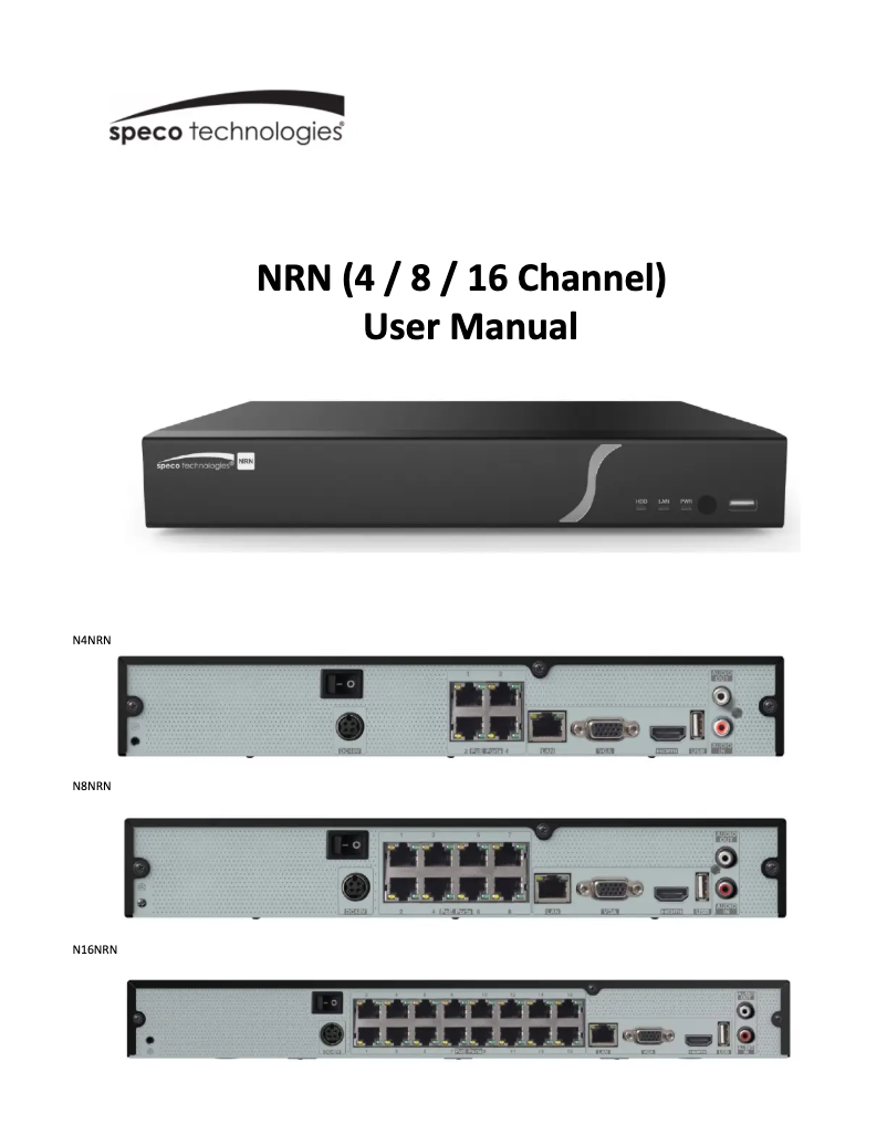 Page 1 de la notice Manuel utilisateur Speco Technologies N16WNRN