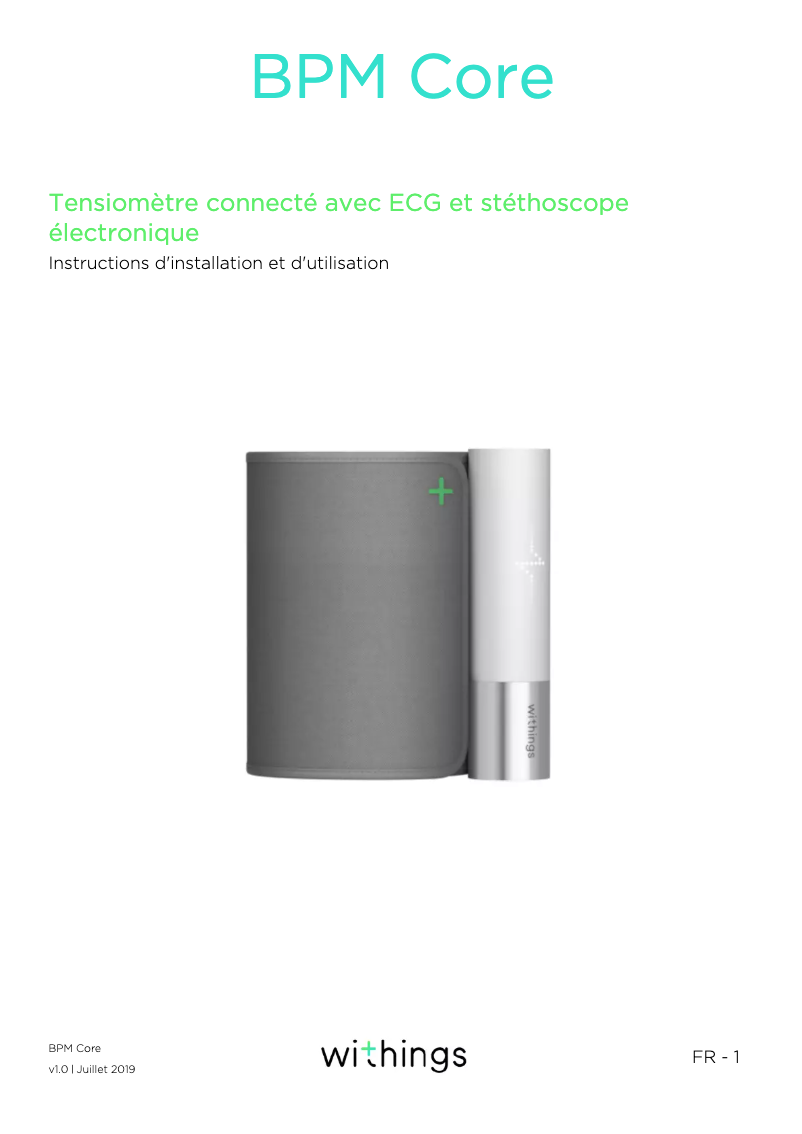 Image de la première page du manuel de l'appareil BPM Core
