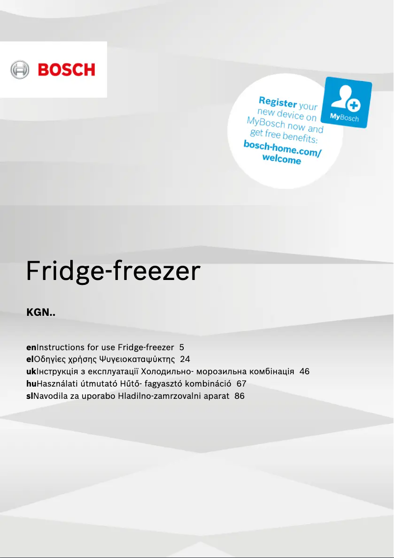 Page n°1 - Manuel utilisateur Bosch KGN36IJ3CK