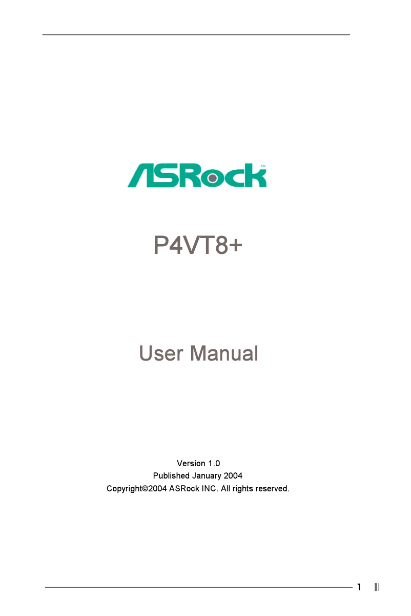 Image de la première page du manuel de l'appareil P4VT8+