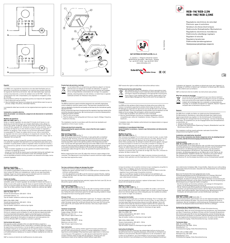 Image de la première page du manuel de l'appareil REB-1N