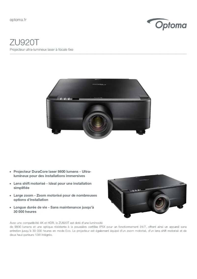 Image de la première page du manuel de l'appareil ZU920T