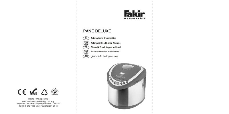 Page 1 de la notice Manuel utilisateur Fakir Pane Deluxe