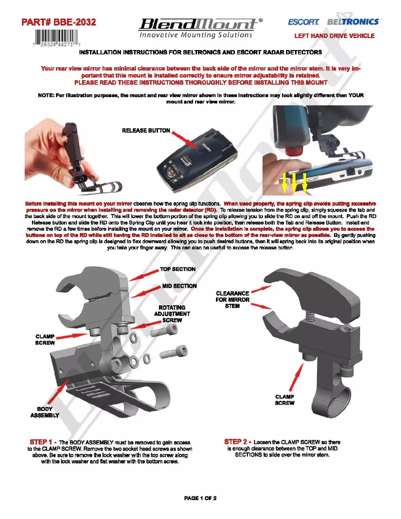 Página 1 del manual Manual de usuario BlendMount BBE-2032