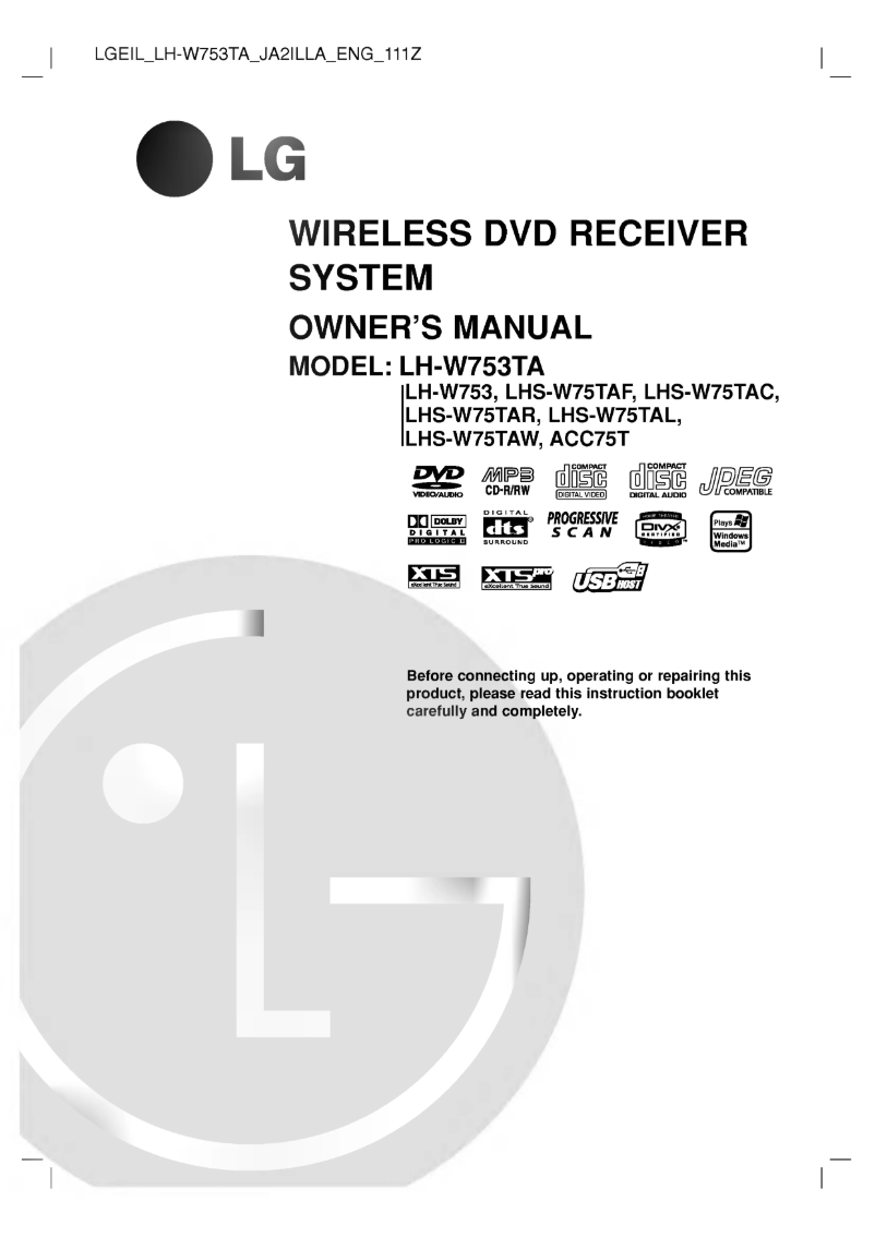 Page 1 de la notice Manuel utilisateur LG LH-W753TA