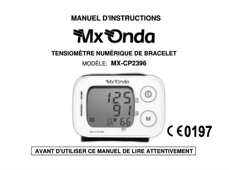 Page 1 de la notice Manuel utilisateur Mx Onda MX-CP2396