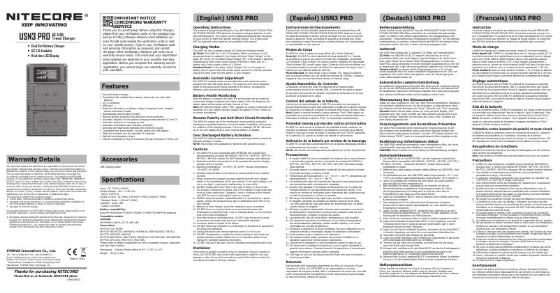 Page n°1 - Manuel utilisateur Nitecore USN3 PRO