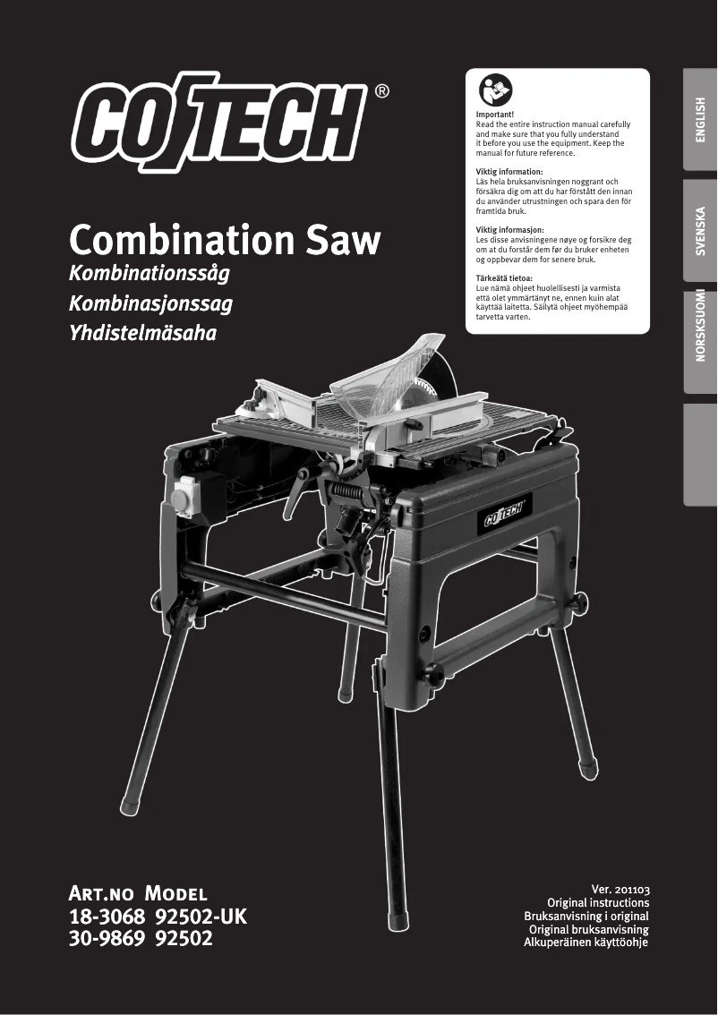 Page n°1 - Manuel utilisateur Cotech 92502