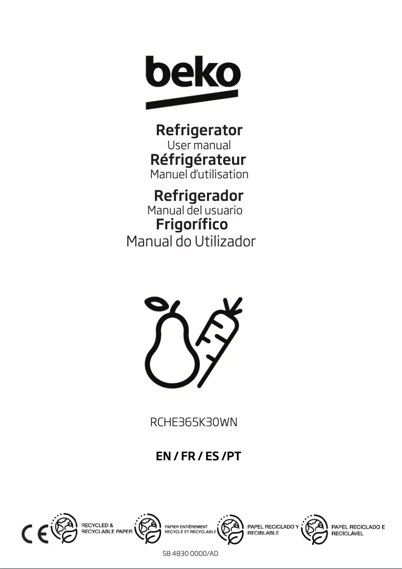 Page 1 de la notice Manuel utilisateur Beko RCHE365K30XBN