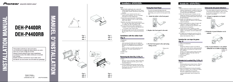 Image de la première page du manuel de l'appareil DEH-P4400R