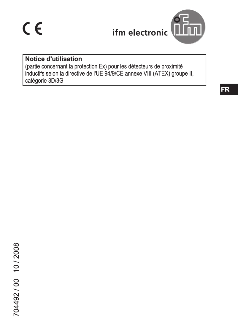 Page 1 of the manual User Manual IFM IIT22A
