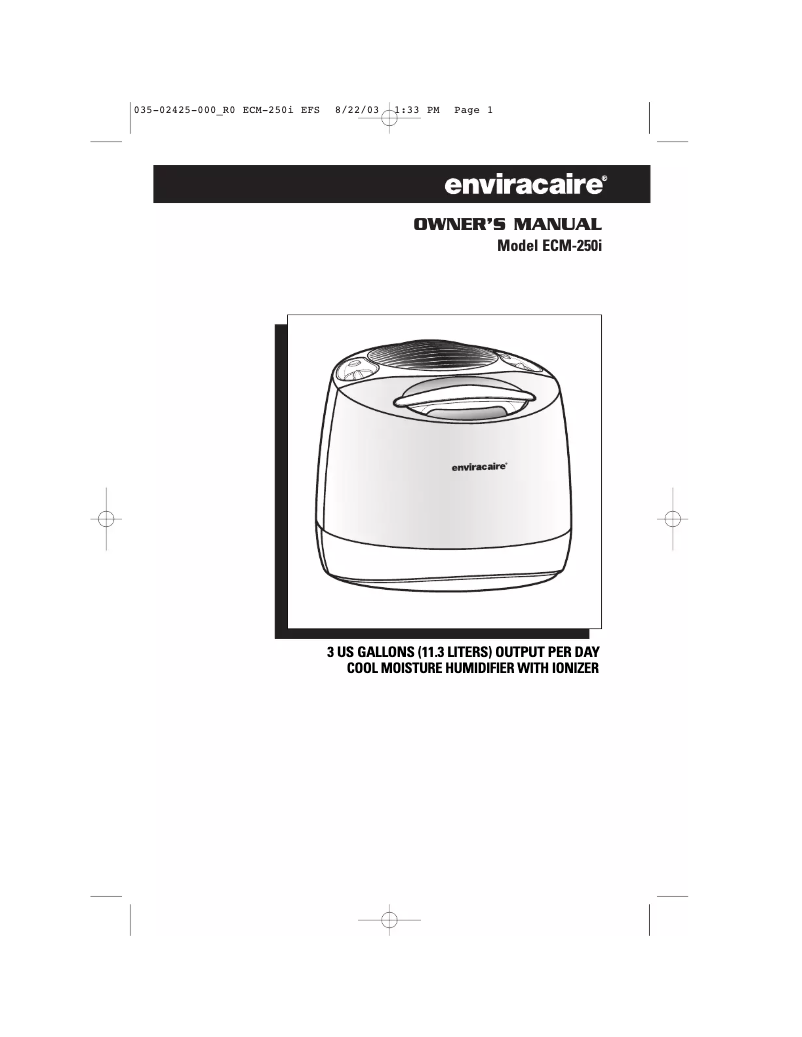 Page n°1 - Manuel utilisateur Enviracaire ECM-250i