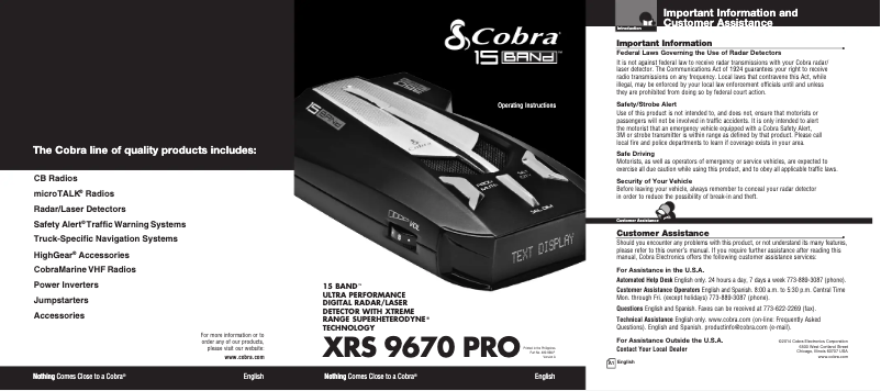 Página 1 del manual Manual de usuario Cobra XRS 9670 Pro
