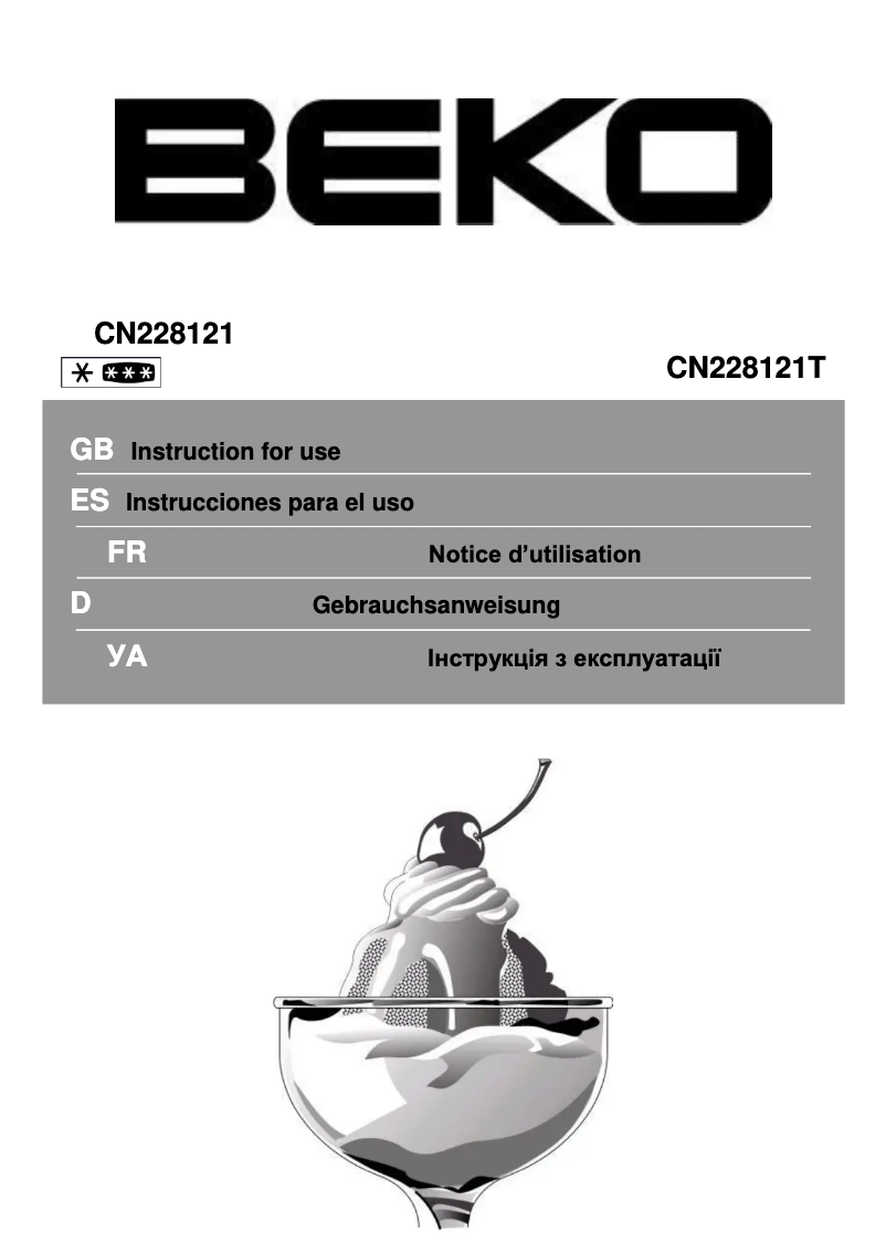 Page 1 de la notice Manuel utilisateur Beko CN228121