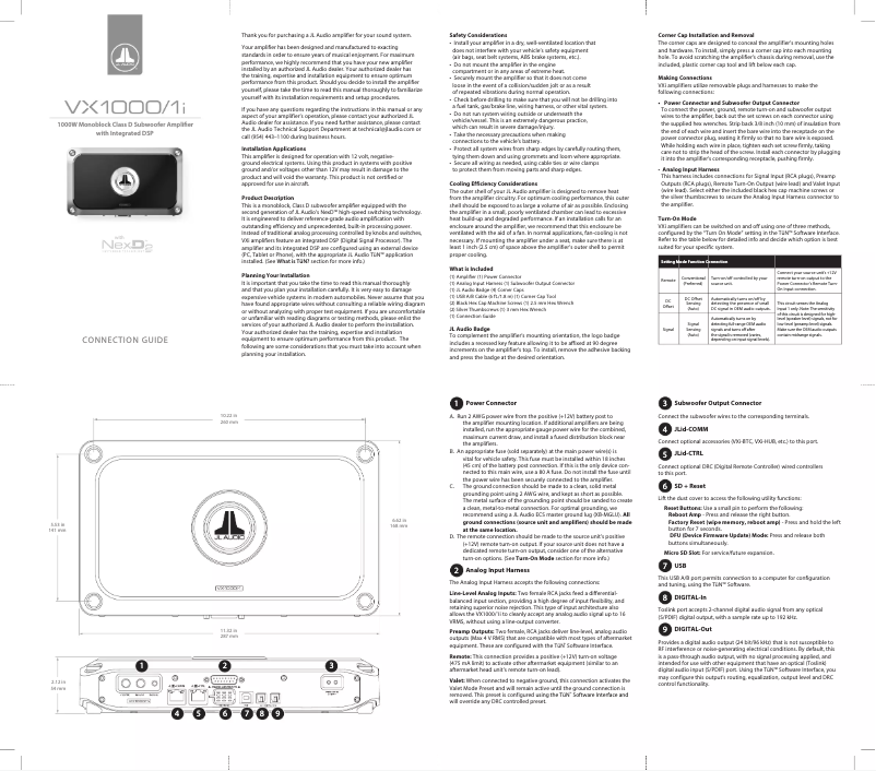 Page n°1 - Manuel d'utilisation et d'entretien JL Audio VX600/1i