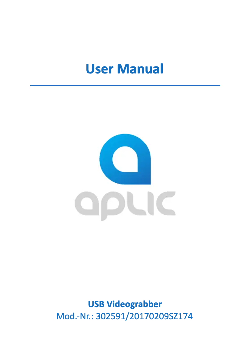Page 1 of the manual User Manual Aplic 302591