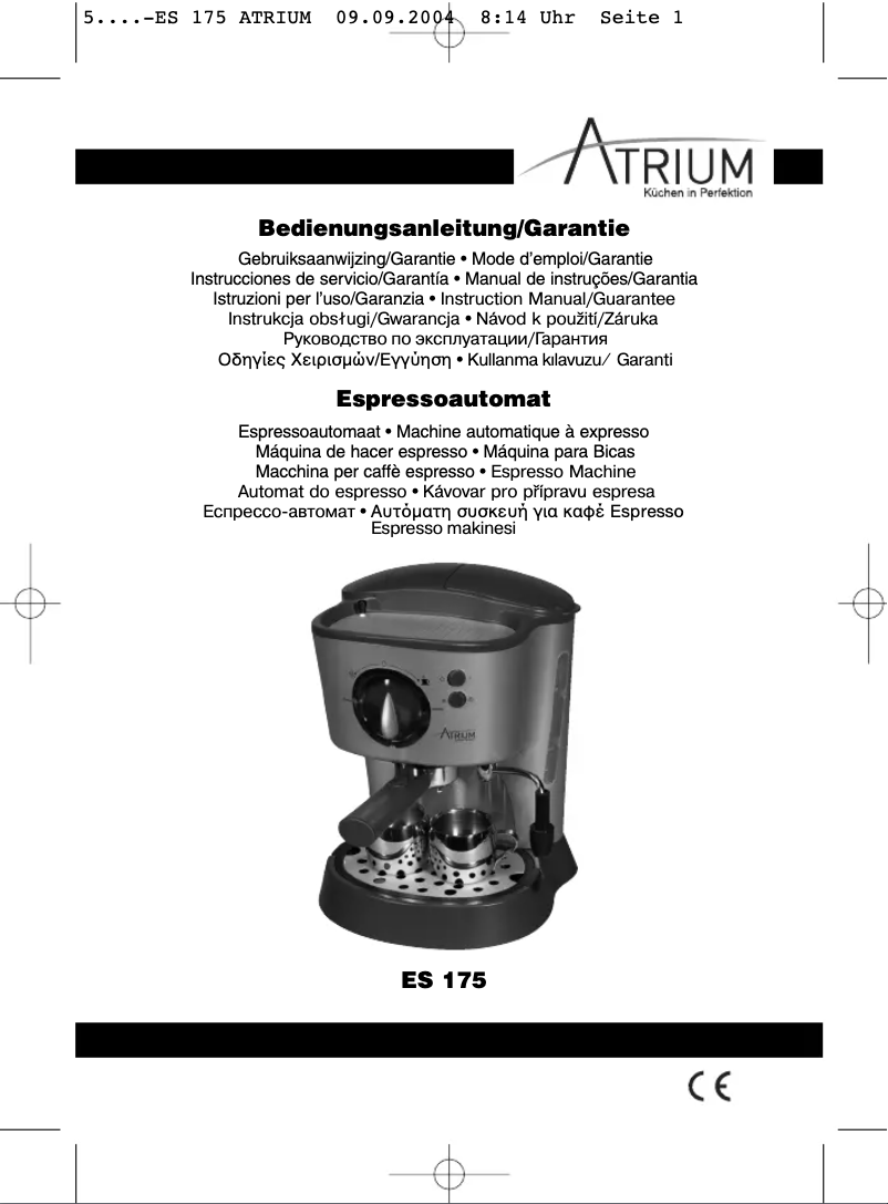 Page n°1 - Manuel utilisateur Atrium ES 175