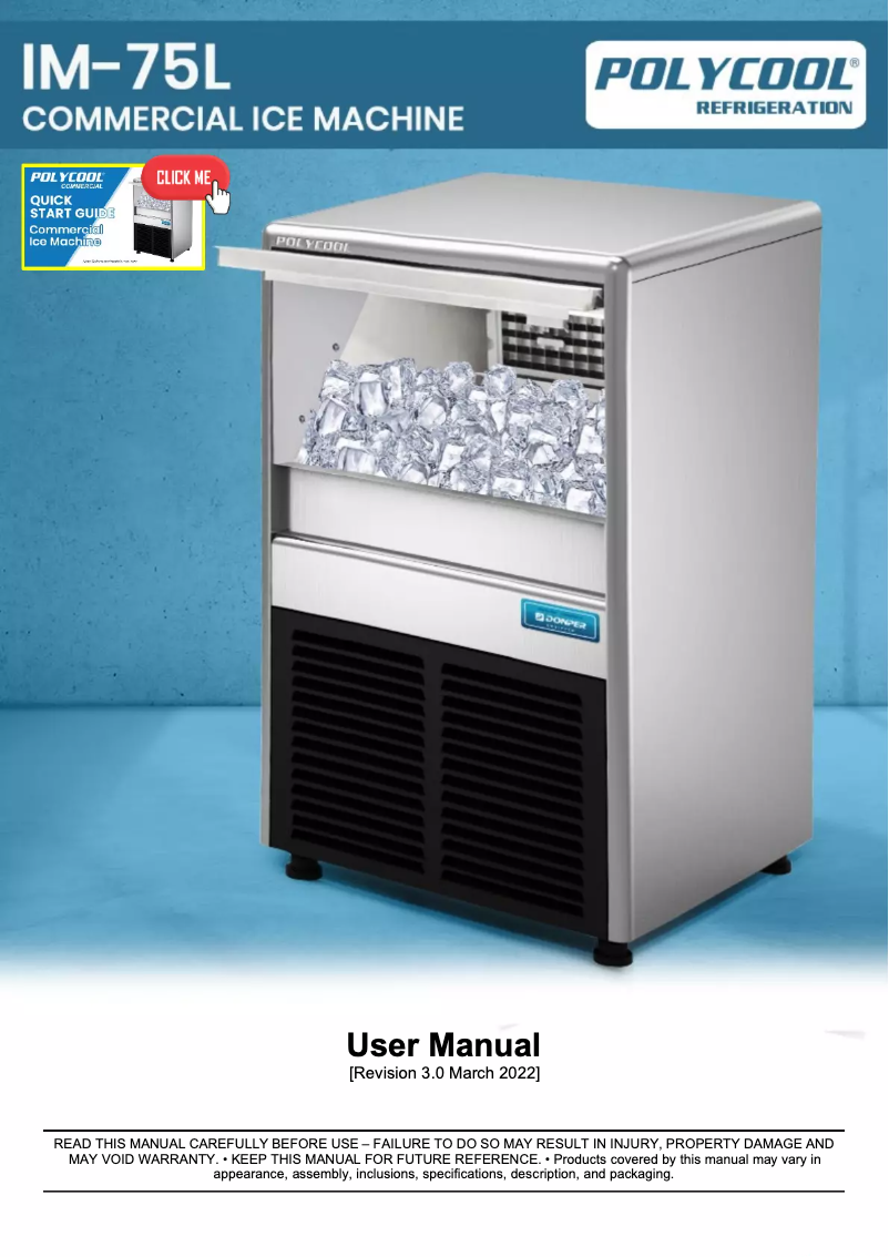 Page n°1 - Manuel utilisateur PolyCool IM-75L