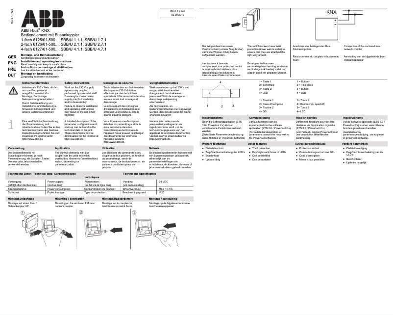 Page 1 de la notice Manuel utilisateur Busch-Jaeger 6125/01-83-500
