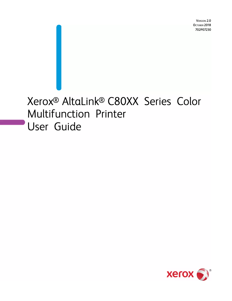 Page 1 de la notice Manuel utilisateur Xerox C8030