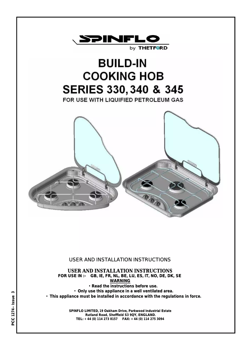 Page 1 of the manual User Manual Thetford Basic Line 330