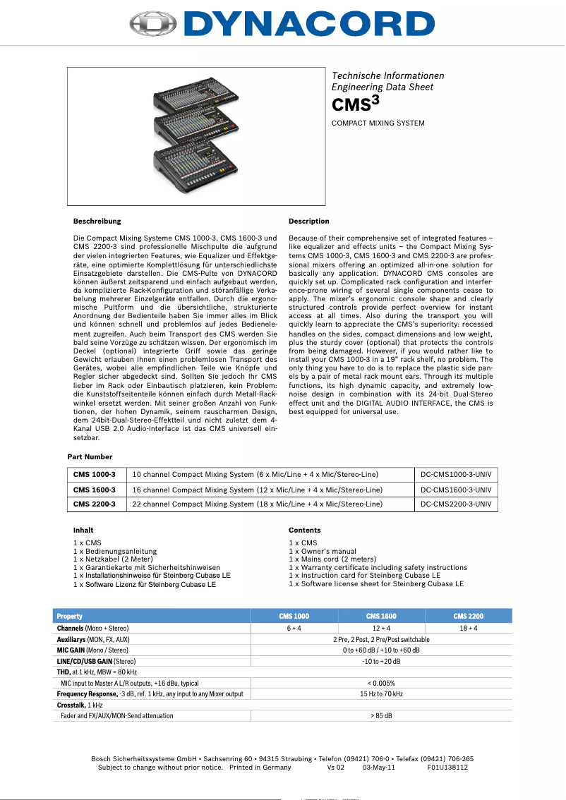 Image de la première page du manuel de l'appareil CMS 2200-3
