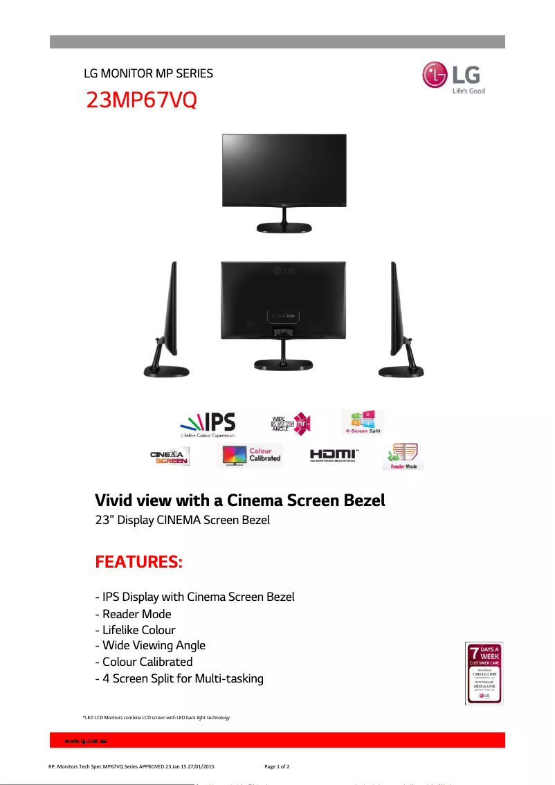 Image de la première page du manuel de l'appareil 23MP67VQ-P