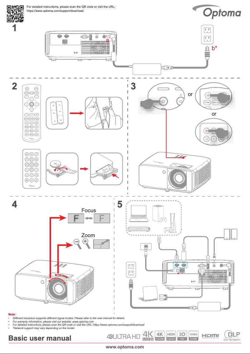 Page n°1 - Guide de démarrage rapide Optoma UHZ66