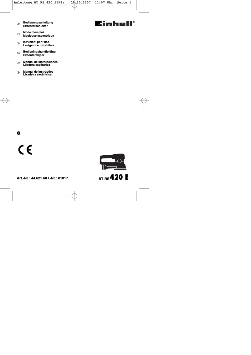 Page 1 de la notice Mode d'emploi Einhell BT-RS 420 E