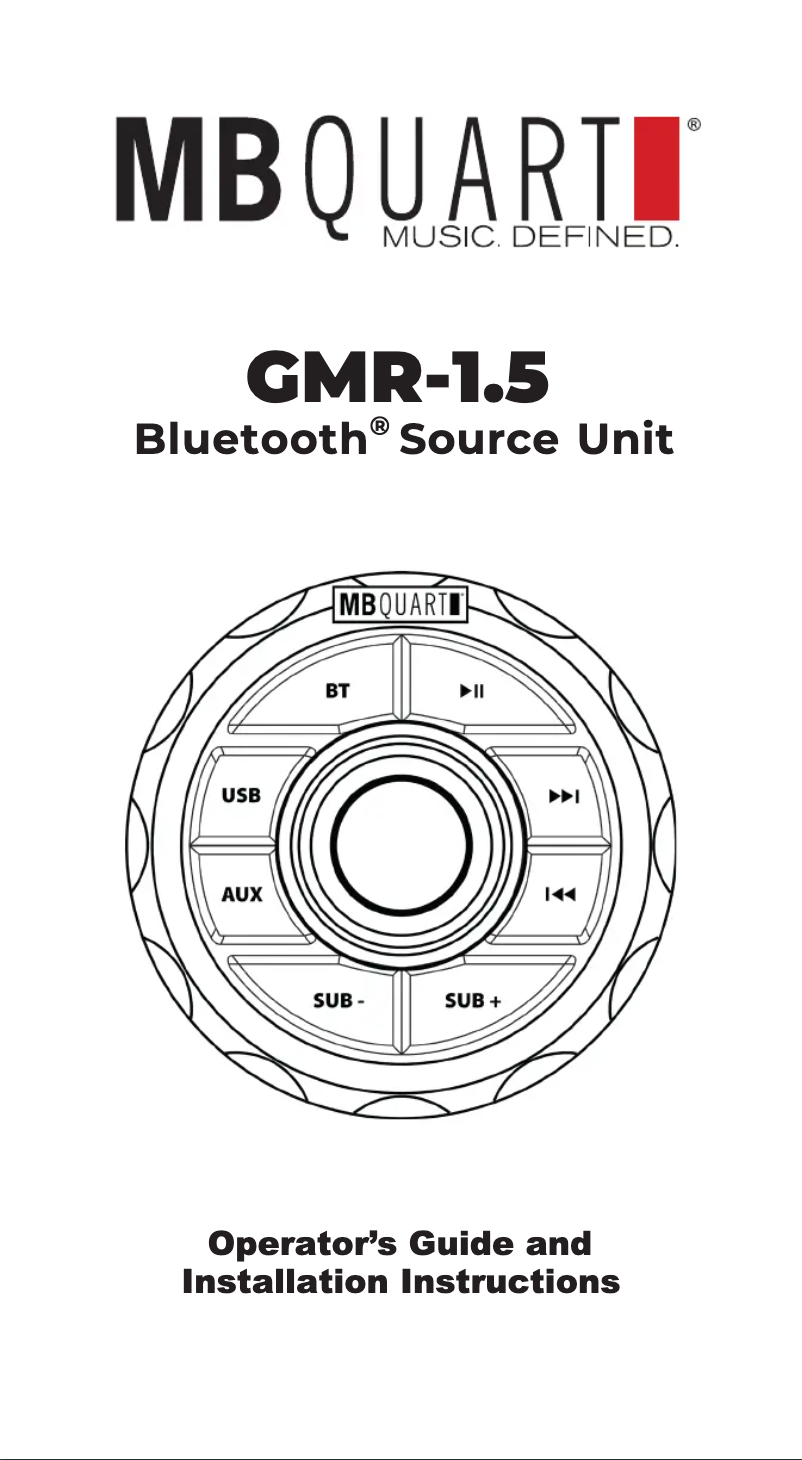 Page 1 of the manual User Manual MB Quart GMR-1.5B