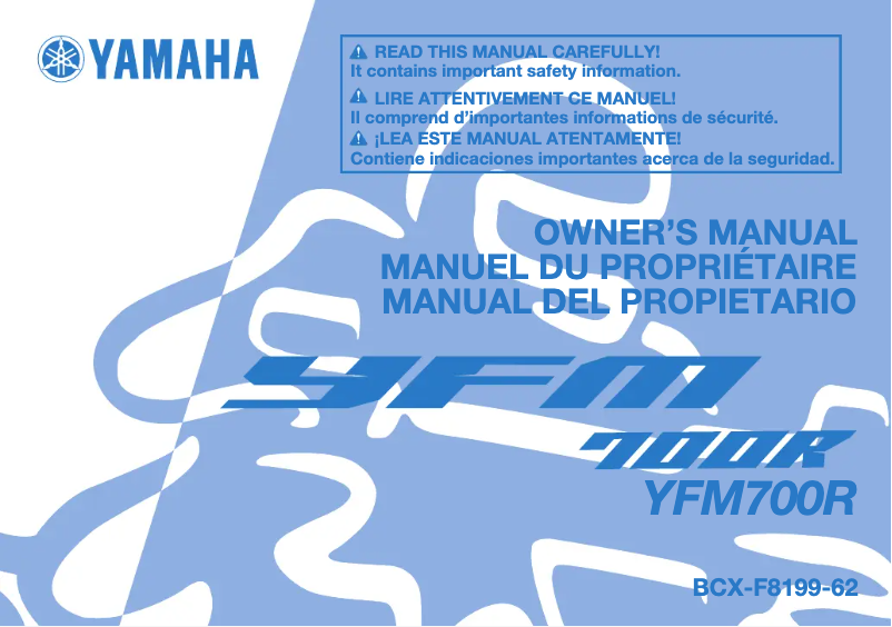 Page 1 de la notice Manuel utilisateur Yamaha YFM700R (2022)