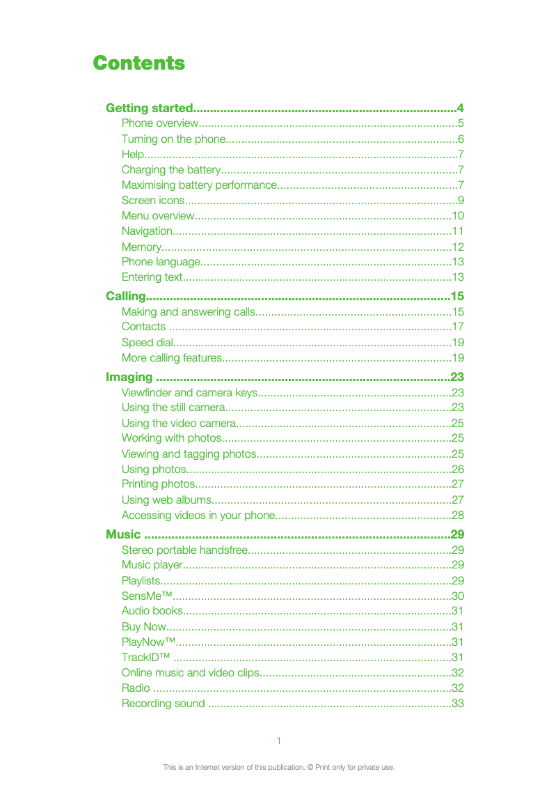 Image de la première page du manuel de l'appareil Ericsson Yari