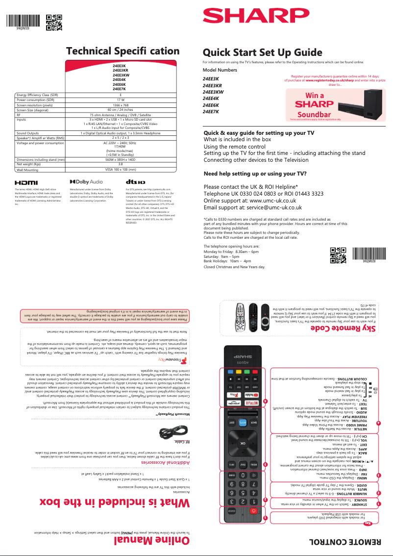 Page n°1 - Guide de démarrage rapide Sharp 24EE7K