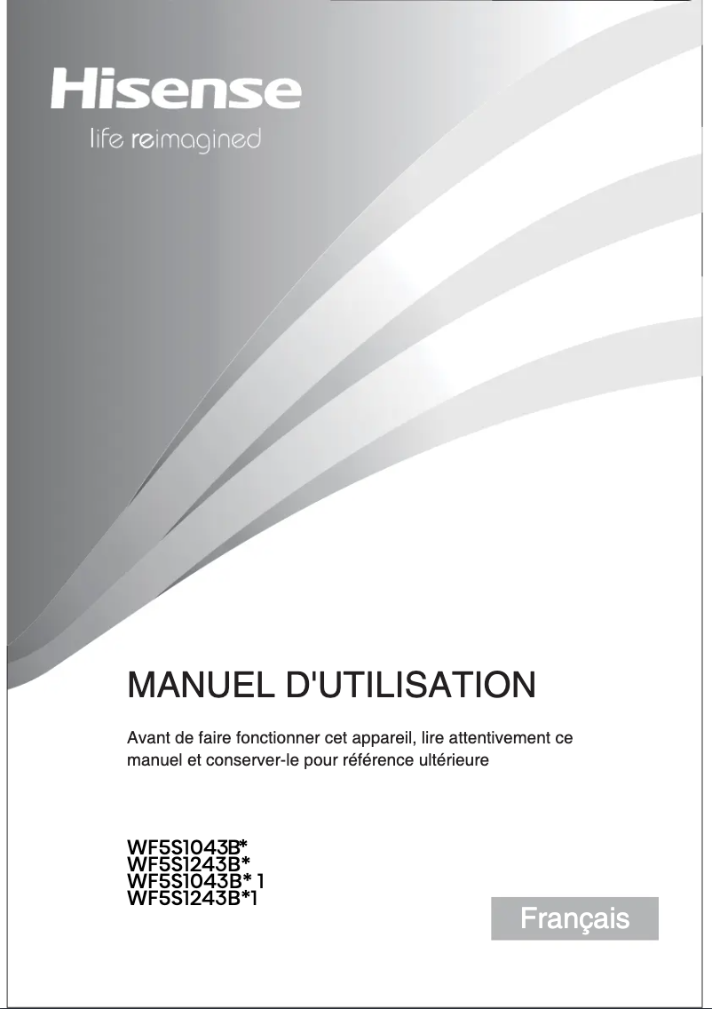 Page 1 de la notice Manuel utilisateur Hisense WF5S1243BW