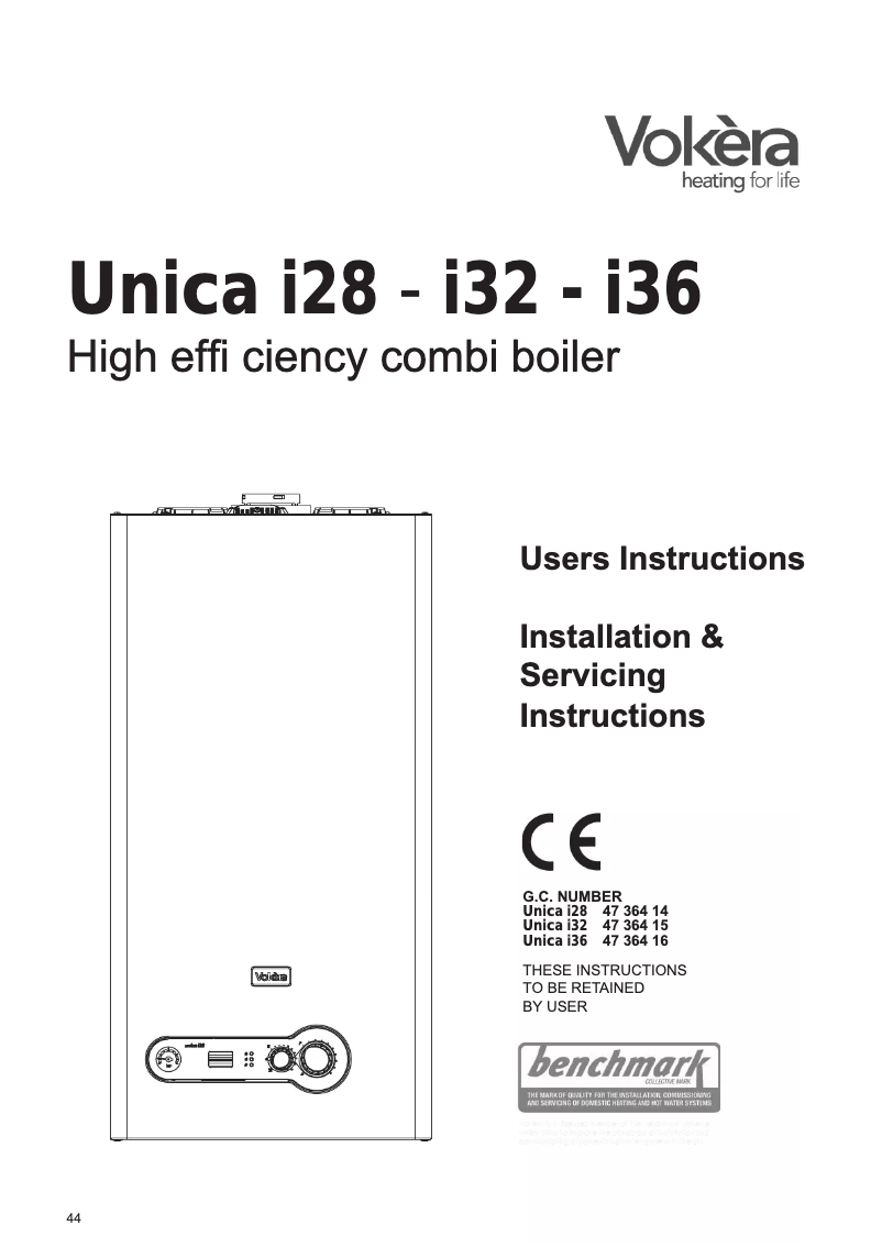 Page 1 de la notice Manuel utilisateur Vokèra Unica i28