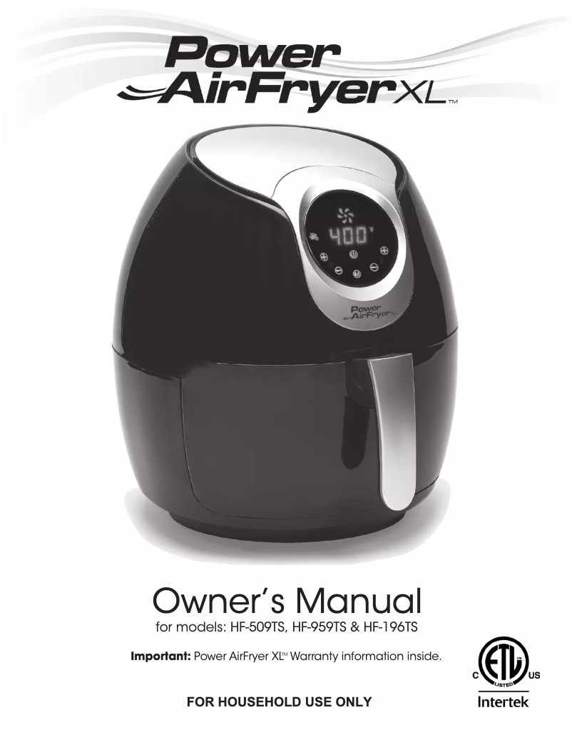 Page 1 de la notice Manuel utilisateur Power Air Fryer XL HF-509TS