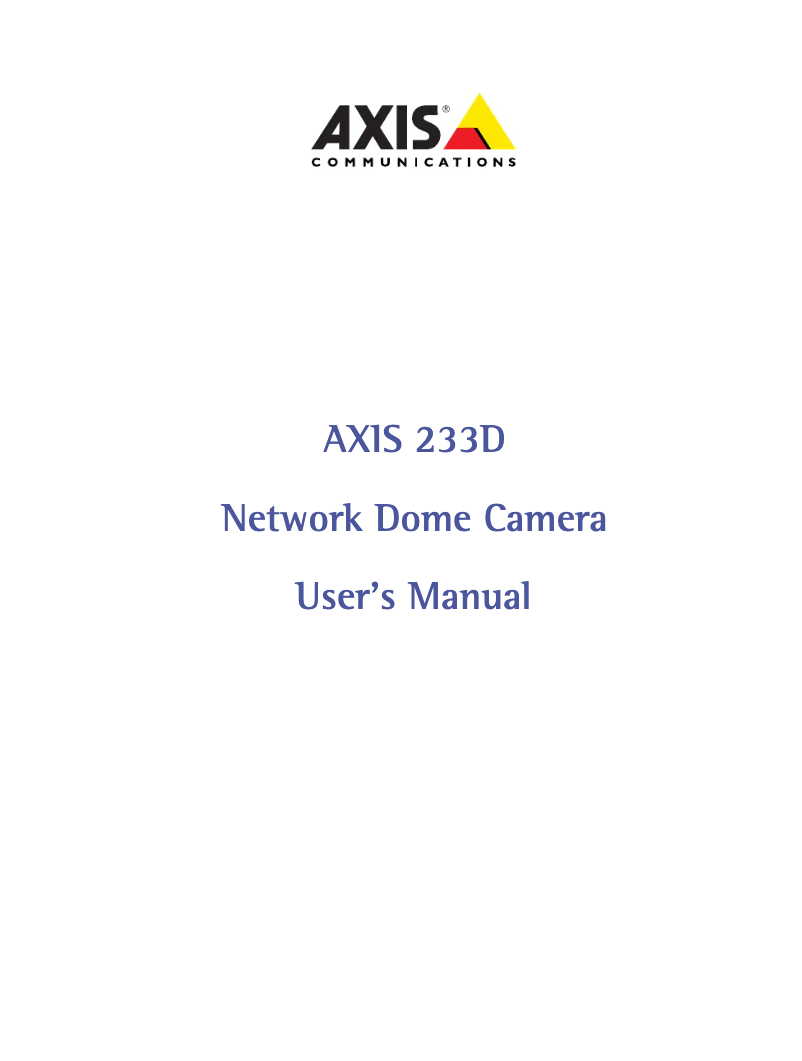 Page 1 de la notice Manuel utilisateur Axis 233D