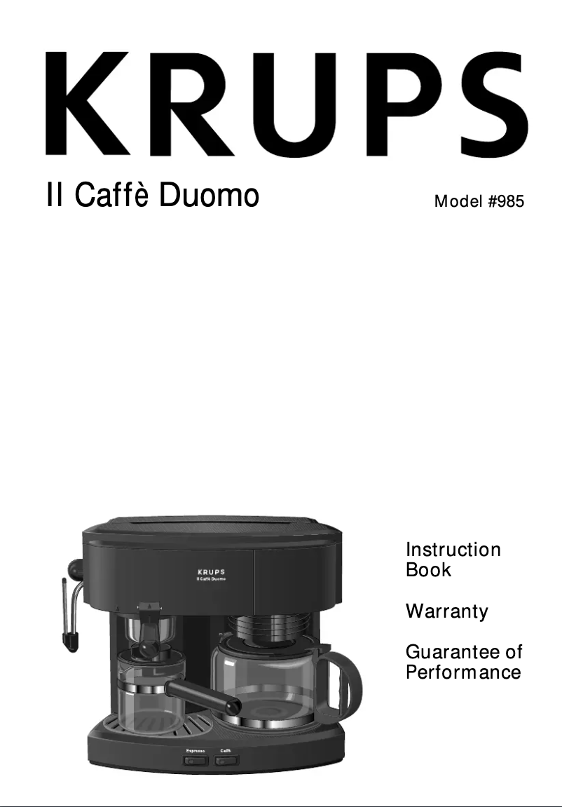 Page n°1 - Manuel utilisateur Krups Il Caffè Duomo