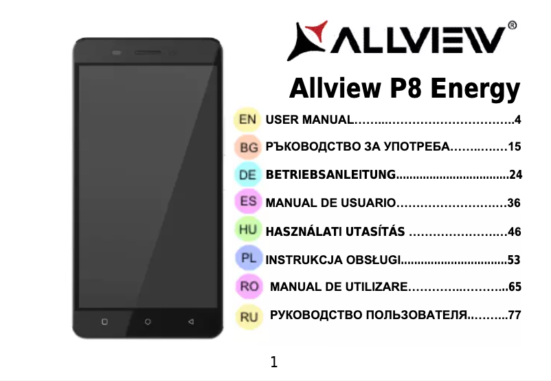 Page 1 de la notice Manuel utilisateur Allview P8 Energy