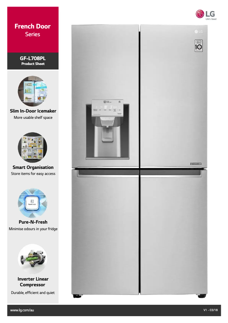 Page 1 de la notice Fiche technique LG GF-L708PL