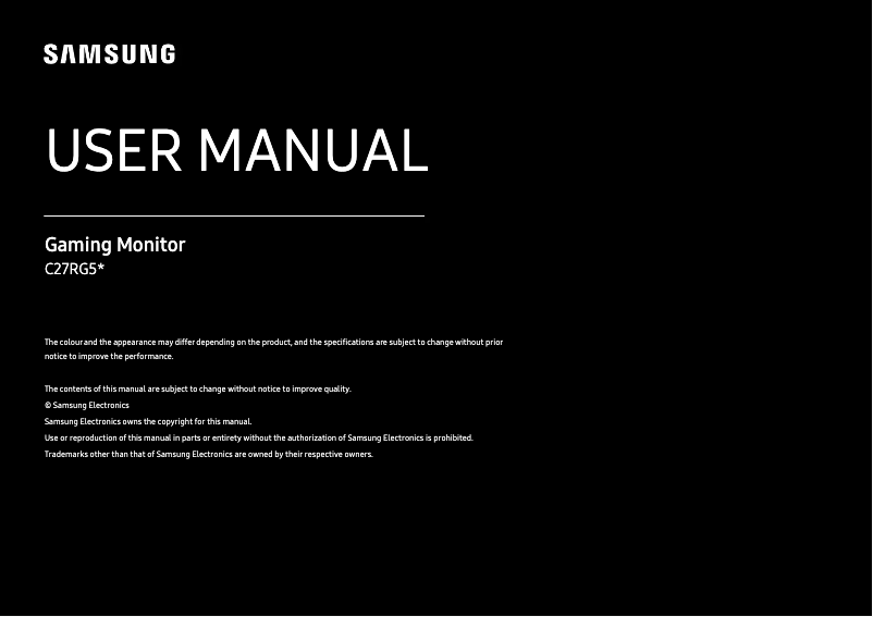 Page 1 de la notice Manuel utilisateur Samsung C27RG50FQW