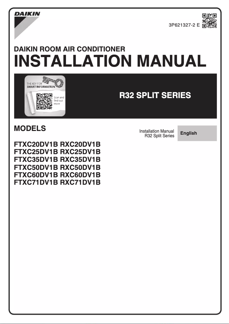 Page 1 de la notice Guide d'installation Daikin FTXC35DV1B